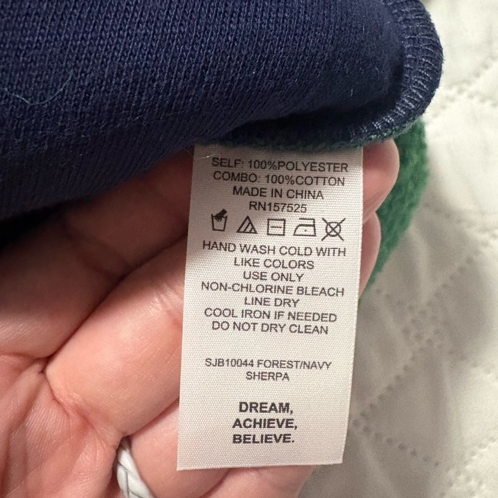 Sincerely Jules for Bandier Navy and Green Cropped Half Zip Sherpa Pullover - Picture 5 of 9